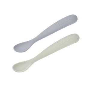 Lot de 2 cuillères en silicone / Galet et vert de gris