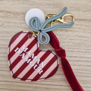 Miroir de sac - grigri coeur / Maman d'amour