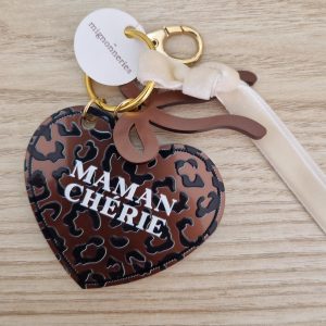 Miroir de sac - grigri coeur / Maman chérie