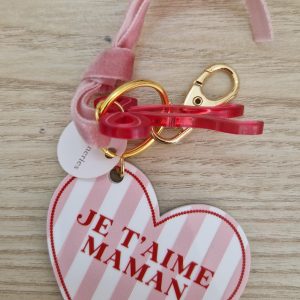 Miroir de sac - grigri coeur / Je t'aime maman